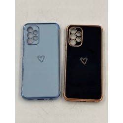 Vauki etui Samsung Galaxy A13 4G 2 szt silikon serce złota ramka ochronne