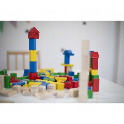 Kolorowe drewniane klocki w wiaderku 100 el. 0171 FSC 100% bezpieczne CE