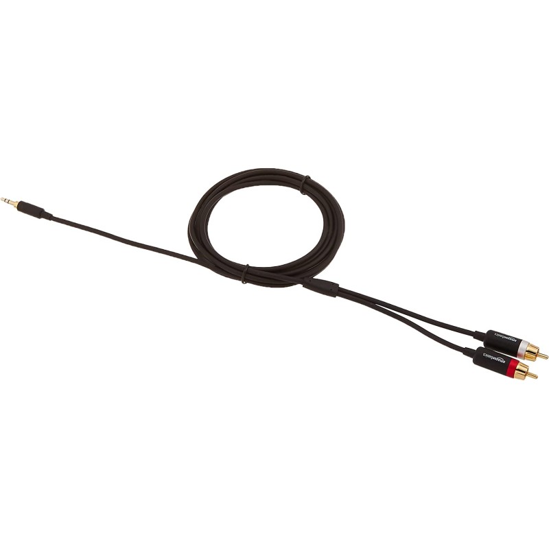 Outlet AmazonBasics PBH-19822 kabel audio dł. 2,4 m 3.5mm 2 x RCA Czarny