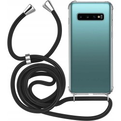 Etui z paskiem na szyję Samsung Galaxy S10 silikonowe czarne wytrzymały