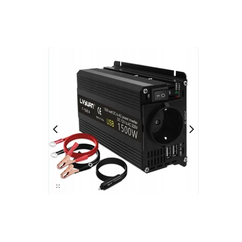 LVYUAN inverter 1500W 12V na 230V USB gniazdo EU modyfikowana sinusoida