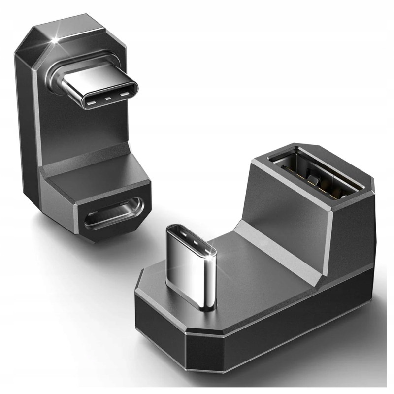 JSAUX 2x Przejściówka 180° USB-C męska do USB-C żeńskiej + USB-C do USB-A