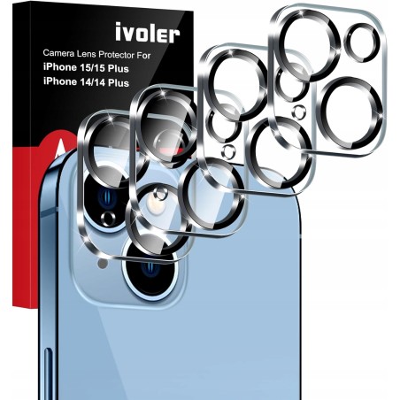 Outlet Ivoler ochrona obiektywu iPhone 14/15/Plus szkło 9H zestaw 4 szt