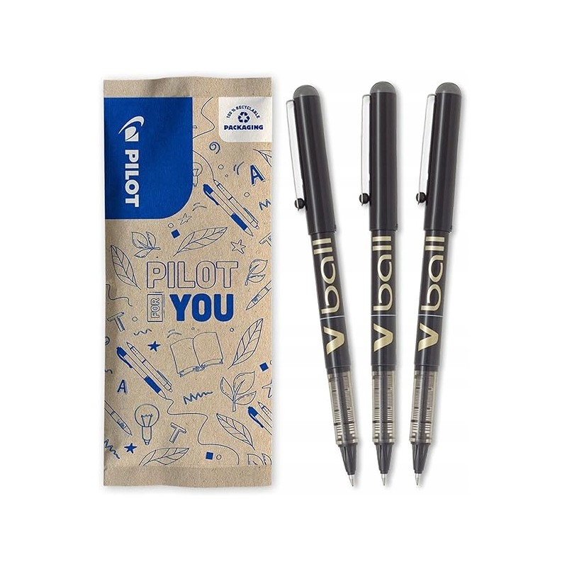 B0063 PILOT Zestaw 2 Długopisów V-Ball 07 kulkowe z atramentem - czarne