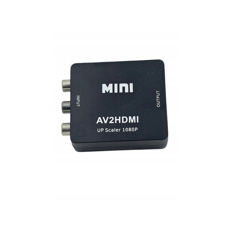 Outlet Adapter konwerter sygnału AV RCA Cinch do HDMI czarny Plug & Play