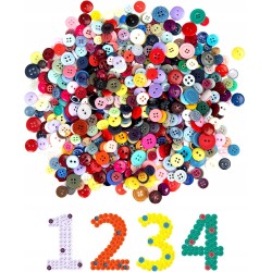 Outlet Guziki do szycia DATEFUN 1000 szt kolorowe 7-15mm 4 dziurki mix