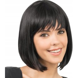 Chaks peruka bob czarna 30 cm krótkie włosy proste grzywka syntetyczna