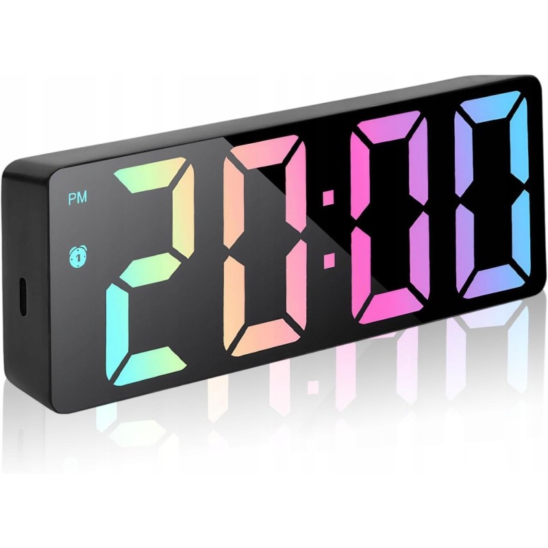 Homirty budzik LED duży wyświetlacz 12/24h drzemka USB regulacja jasności