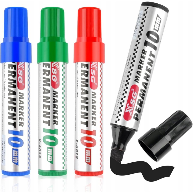 Deepton Permanentne markery 4 kolory 10 mm wodoodporne do szkła i metalu