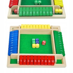 SHUT THE BOX ZAMKNIJ PUDEŁKO DREWNIANA GRA W KOŚCI PLANSZOWA RODZINNA KOLOR