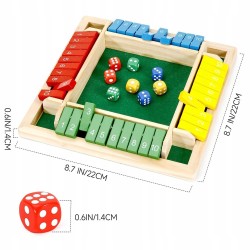 SHUT THE BOX ZAMKNIJ PUDEŁKO DREWNIANA GRA W KOŚCI PLANSZOWA RODZINNA KOLOR