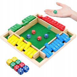 SHUT THE BOX ZAMKNIJ PUDEŁKO DREWNIANA GRA W KOŚCI PLANSZOWA RODZINNA KOLOR
