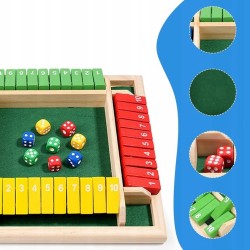 SHUT THE BOX ZAMKNIJ PUDEŁKO DREWNIANA GRA W KOŚCI PLANSZOWA RODZINNA KOLOR
