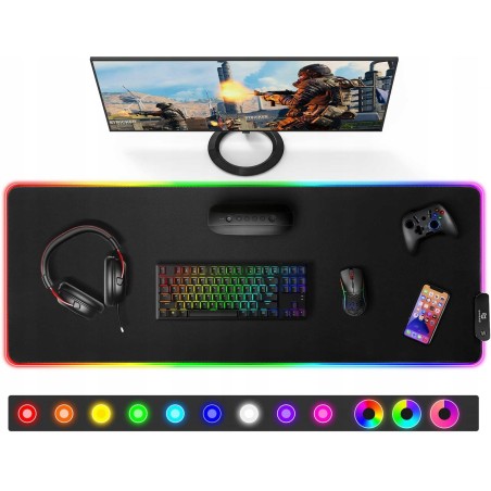 Outlet Gimars Duża Podkładka RGB do Gier z Obszytymi Krawędziami 80 x 30 cm