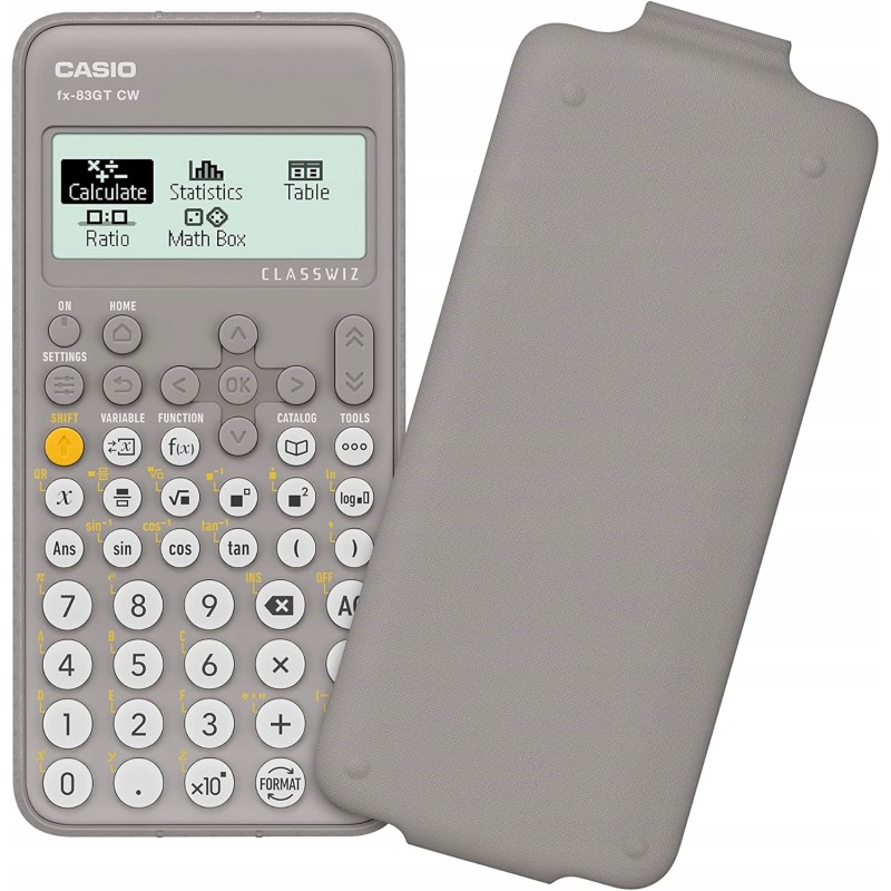 Outlet Kalkulator naukowy CASIO FX-83GTCW-W-UT szary szkolny osłona etui