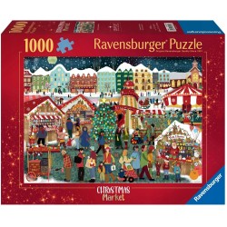 Outlet Puzzle 2D Ravensburger Jarmark Świąteczny 1000 elementów włókna lnu