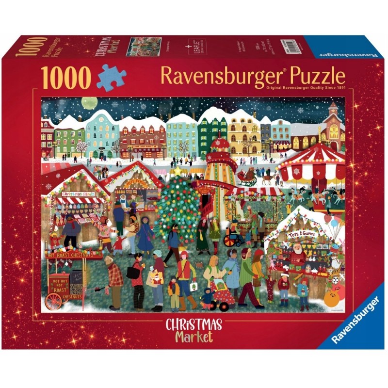Outlet Puzzle 2D Ravensburger Jarmark Świąteczny 1000 elementów włókna lnu
