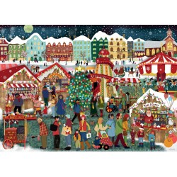 Outlet Puzzle 2D Ravensburger Jarmark Świąteczny 1000 elementów włókna lnu