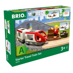 BRIO WORLD POCIĄG PASAŻERSKI KOLEJKA DREWNIANA ZESTAW STARTOWY TORY 3+