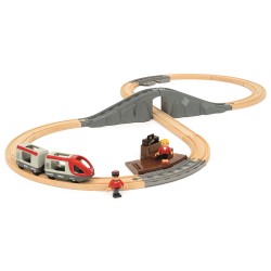 BRIO WORLD POCIĄG PASAŻERSKI KOLEJKA DREWNIANA ZESTAW STARTOWY TORY 3+
