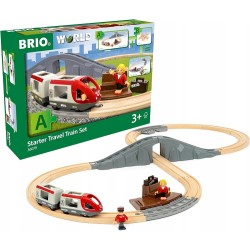 BRIO WORLD POCIĄG PASAŻERSKI KOLEJKA DREWNIANA ZESTAW STARTOWY TORY 3+