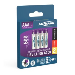 Ansmann 400mAh akumulatorki 4x AAA typ 500 ładowanie USB-C do urządzeń