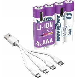 Ansmann 400mAh akumulatorki 4x AAA typ 500 ładowanie USB-C do urządzeń