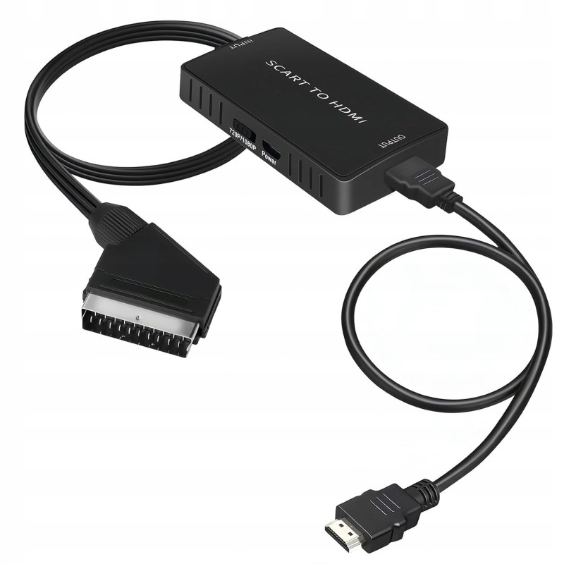 Adapter SCART HDMI 720p 1080p konwerter TV projektor DVD VHS Plug & Play