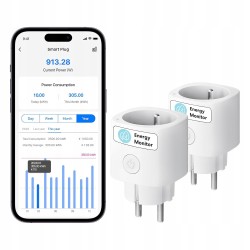 Outlet Meross gniazdko WiFi smart 16A pomiar energii 2 szt Alexa Google