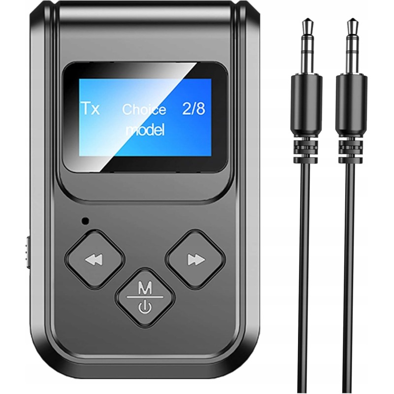 Nadajnik Bluetooth 5.0 z odbiornikiem audio LCD jack 3,5mm niski lag