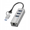 Outlet Hub USB-C/USB-A LogiLink 3x USB 3.0 RJ45 Ethernet sieciowy 1G 5Gbs