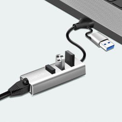 Outlet Hub USB-C/USB-A LogiLink 3x USB 3.0 RJ45 Ethernet sieciowy 1G 5Gbs