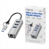 Outlet Hub USB-C/USB-A LogiLink 3x USB 3.0 RJ45 Ethernet sieciowy 1G 5Gbs
