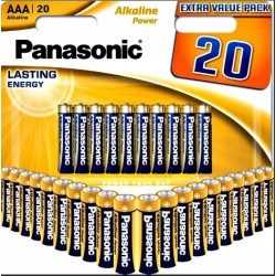 Outlet Panasonic baterie AAA LR03 R3 alkaliczne 20 szt blister 1.5V zestaw