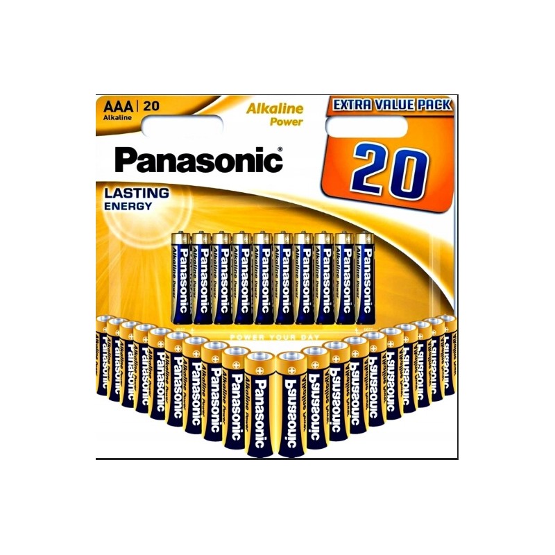Outlet Panasonic baterie AAA LR03 R3 alkaliczne 20 szt blister 1.5V zestaw