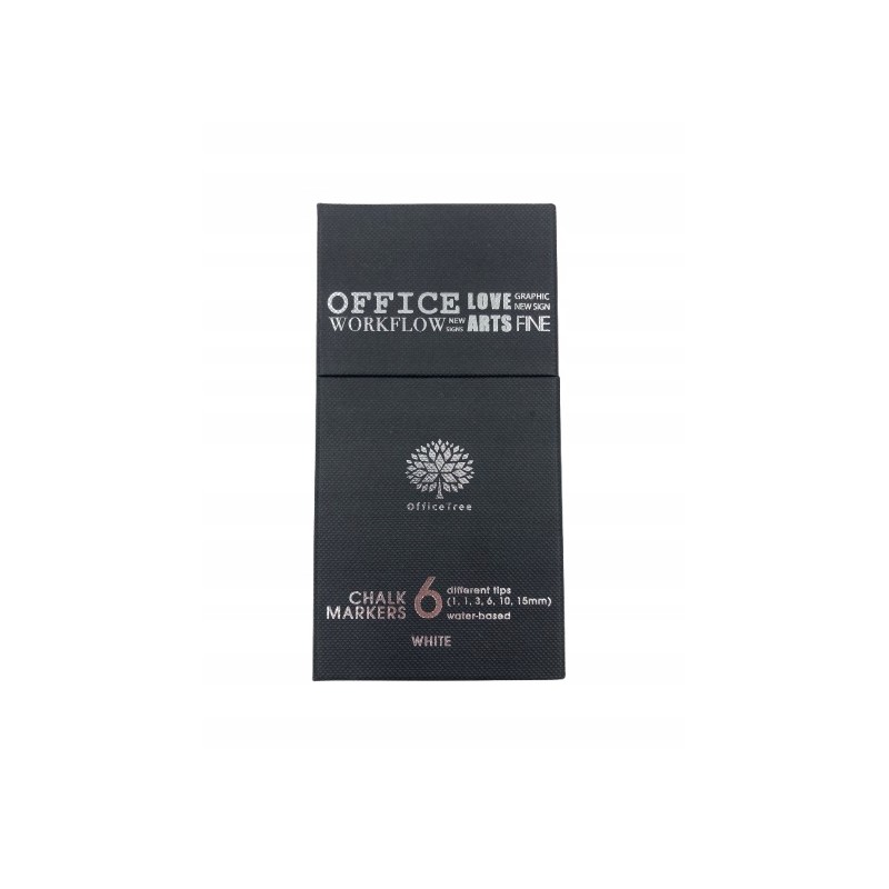 Outlet Office Tree zestaw 6 białych markerów kredowych różne końcówki OPIS