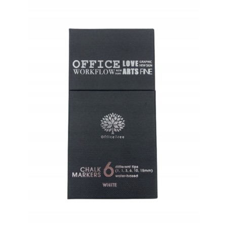 Outlet Office Tree zestaw 6 białych markerów kredowych różne końcówki OPIS