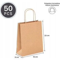 Viquel Mała torba typu Kraft 18x8x22 cm z skręcanym uchwytem 46 szt
