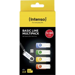 Outlet Pendrive Intenso Basic Line 64 GB USB 2.0 wielokolorowy do 28 MB/s