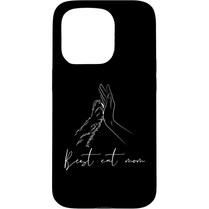 Outlet Etui do iPhone 15 z wzorem kociej łapki i napisem BEST CAT MOM