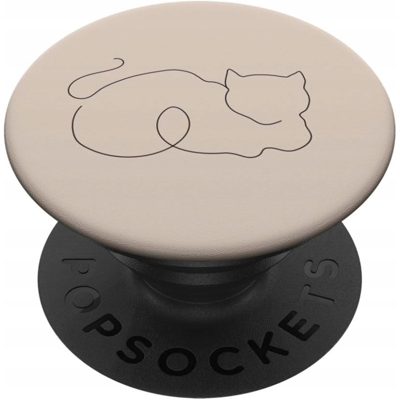 Outlet PopSockets PopGrip z wymiennym uchwytem, wzór kota, beżowy