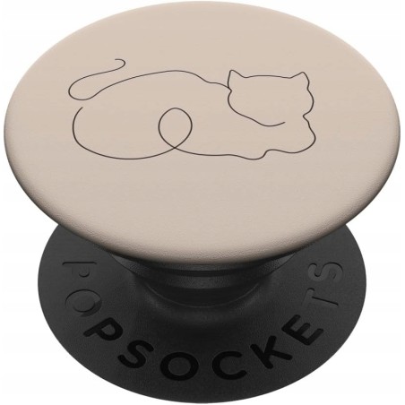 Outlet PopSockets PopGrip z wymiennym uchwytem, wzór kota, beżowy