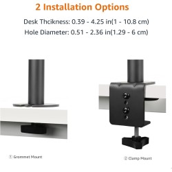 Outlet Stojak na 2 monitory, mocowane ramię z regulacją wysokości, stal
