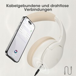 Outlet Słuchawki bezprzewodowe nauszne Doqaus Life 4 Bluetooth 5.4 kremowe