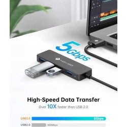 Outlet HUB NOVOO R5 Lite Adapter 4 w 1 4-Porty USB-A 3.0 5 Gb/s OPIS