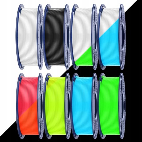 Outlet Pakiet 8 Filamentów do drukarki 3D SUNLU GLOW PETG 1.75 mm 2KG