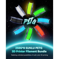 Outlet Pakiet 8 Filamentów do drukarki 3D SUNLU GLOW PETG 1.75 mm 2KG