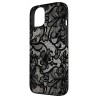 Outlet Czarno-białe koronkowe etui magnetyczne vintage do iPhone'a 13