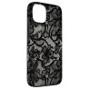 Outlet Czarno-białe koronkowe etui magnetyczne vintage do iPhone'a 13
