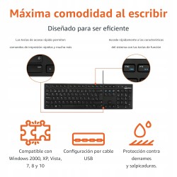 Outlet Klawiatura Amazon Basics USB hiszpańska matowa czerń